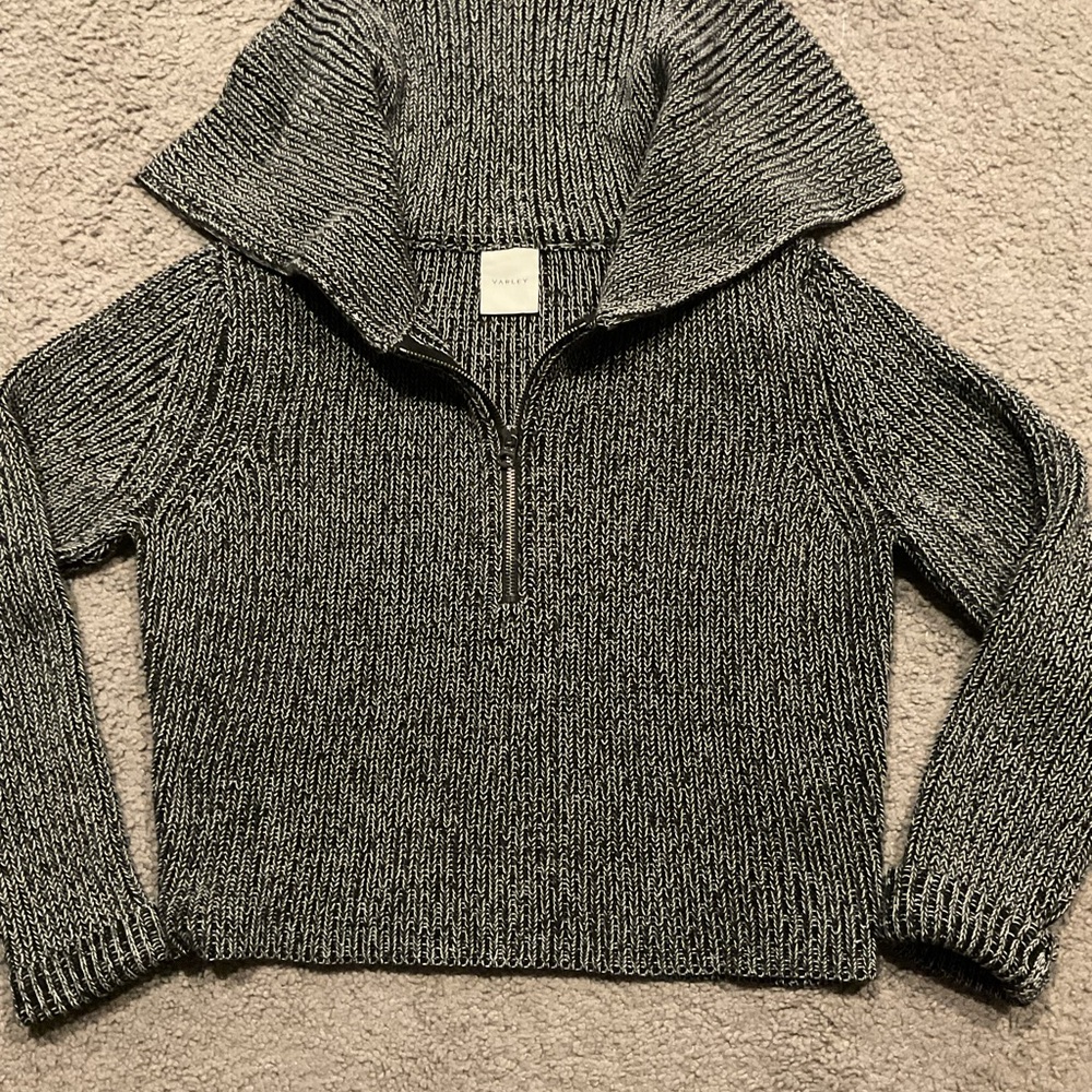 NWOT Varley Marled Black & White Speckled Half-Zip Funnelneck Sweater sz XS